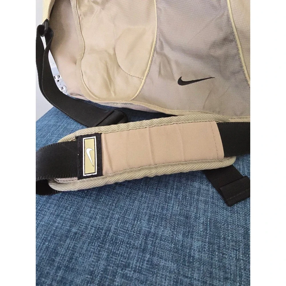 Nike Vintage Messenger Bag Tan Khaki Y2K Crossbody Laptop Shoulder Bag Swoosh